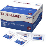 Dealmed Sterile Alcohol Prep Pads, Antiseptic Latex-Free Wipes, Gamma Sterilized, 200 Count